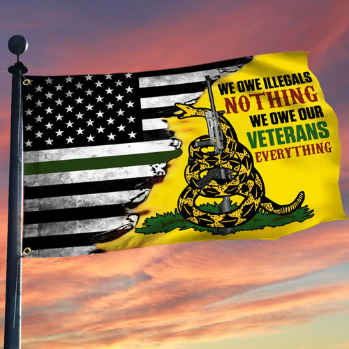 US Veteran We Owe Illegals Nothing Flag Veterans Day Merch Patriotic Decor