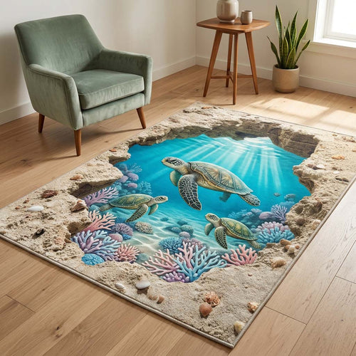 Coral Cove Turtles Area Rug GFTOHD14389
