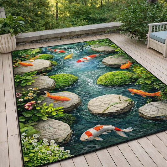 Garden Koi Stream Area Rug GFTOHD14308