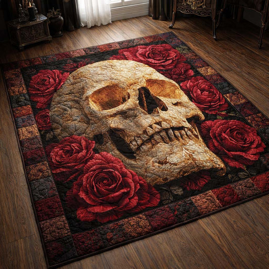Midnight Rose Skull Area Rug GFTOHD14320