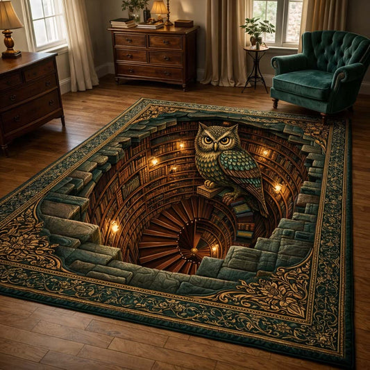 Owl Library Spiral Area Rug GFTOHD14244