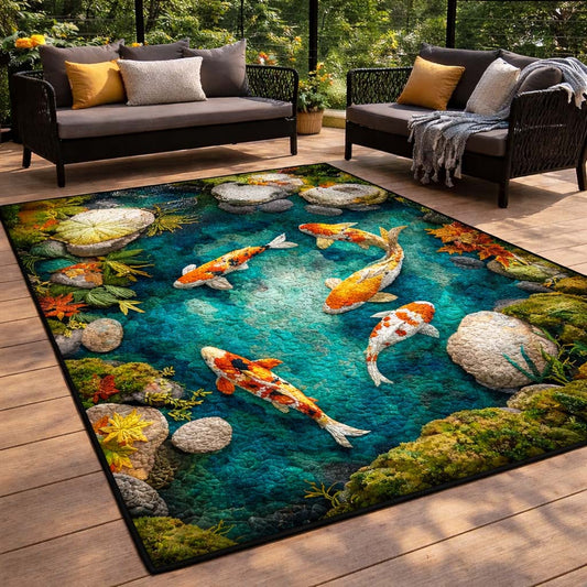 Golden Koi Pond Area Rug GFTOHD14307