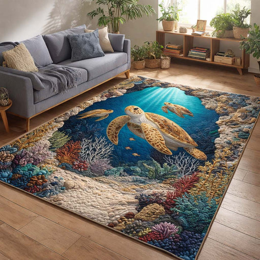Ocean Glow Turtles Area Rug GFTOHD14388