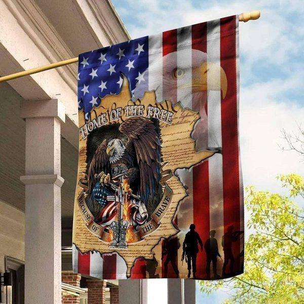 Veteran Flag Home Of The Free Because Of The Brave American Flag Home Decor Gift Ideas