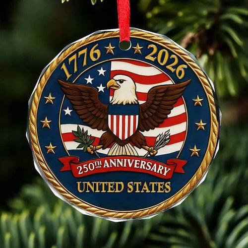 United States 250th Anniversary Glass Ornament Eagle Independence Day Patriotic Gifts - Pvr
