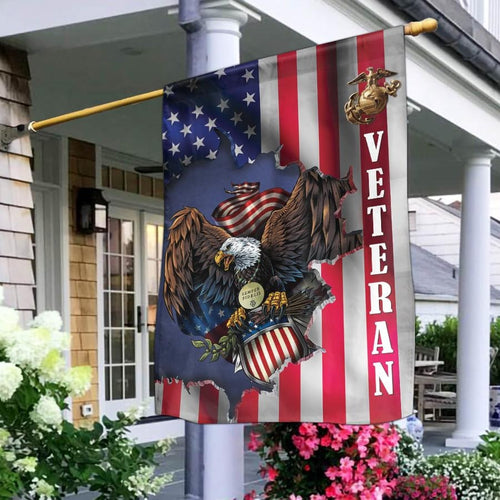 United States Marine Corps Veteran Flag U.S.M.C Eagle American Flag Military Home Decor