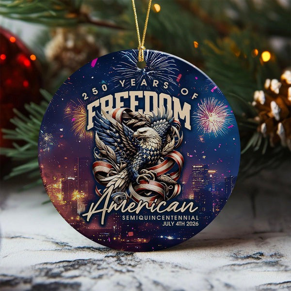 250 Years Of Freedom Anniversary Ceramic Ornament Eagle USA Flag Semiquincentennial Gifts - Pvr