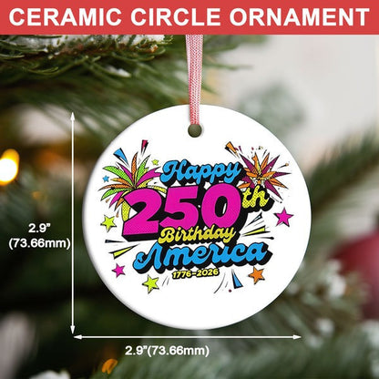 250 Years USA Anniversary Ceramic Ornament Happy 250th Birthday America Patriotic Gifts - Pvr