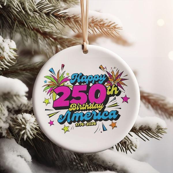 250 Years USA Anniversary Ceramic Ornament Happy 250th Birthday America Patriotic Gifts - Pvr
