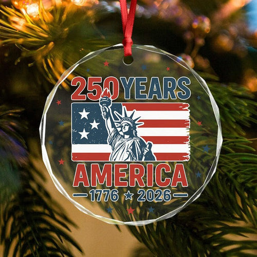 250 Years America Anniversary Glass Ornament 1776 2026 Independence Day Gifts For Patriotic - Pvr
