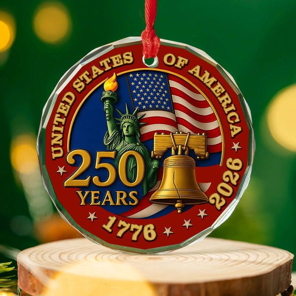 United States Of America 250th Glass Ornament Liberty Independence Day Christmas Decor - Pvr