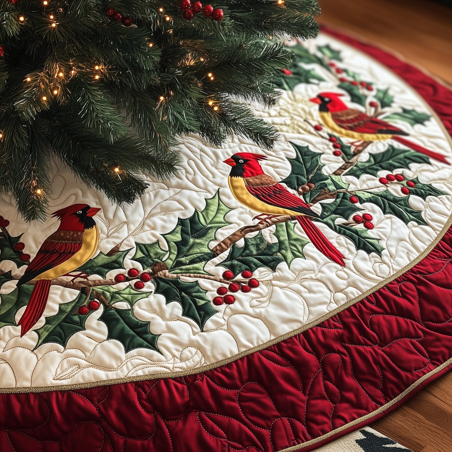 Cardinal Charm Quilted Tree Skirt GFTONT3932
