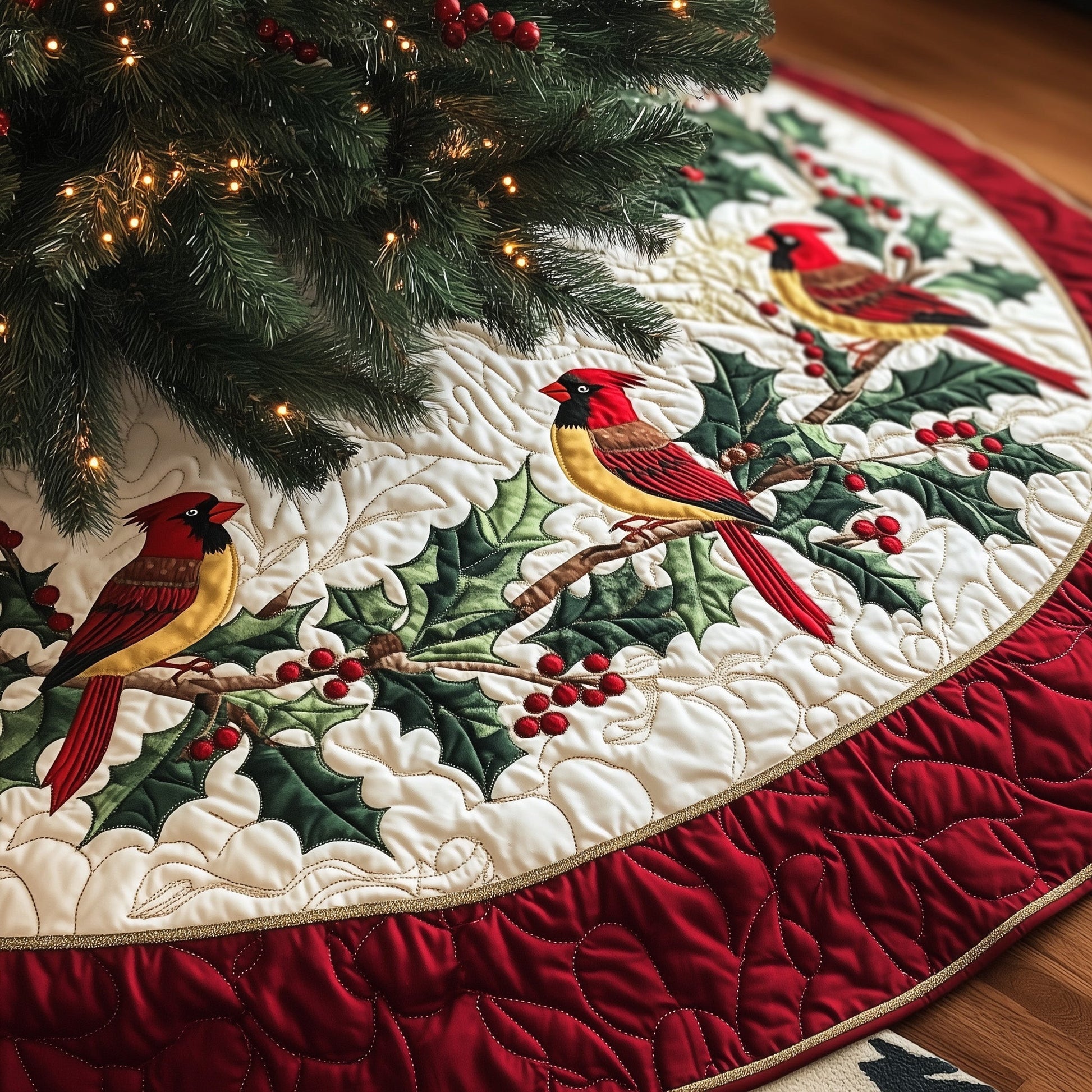 Cardinal Charm Quilted Tree Skirt GFTONT3932
