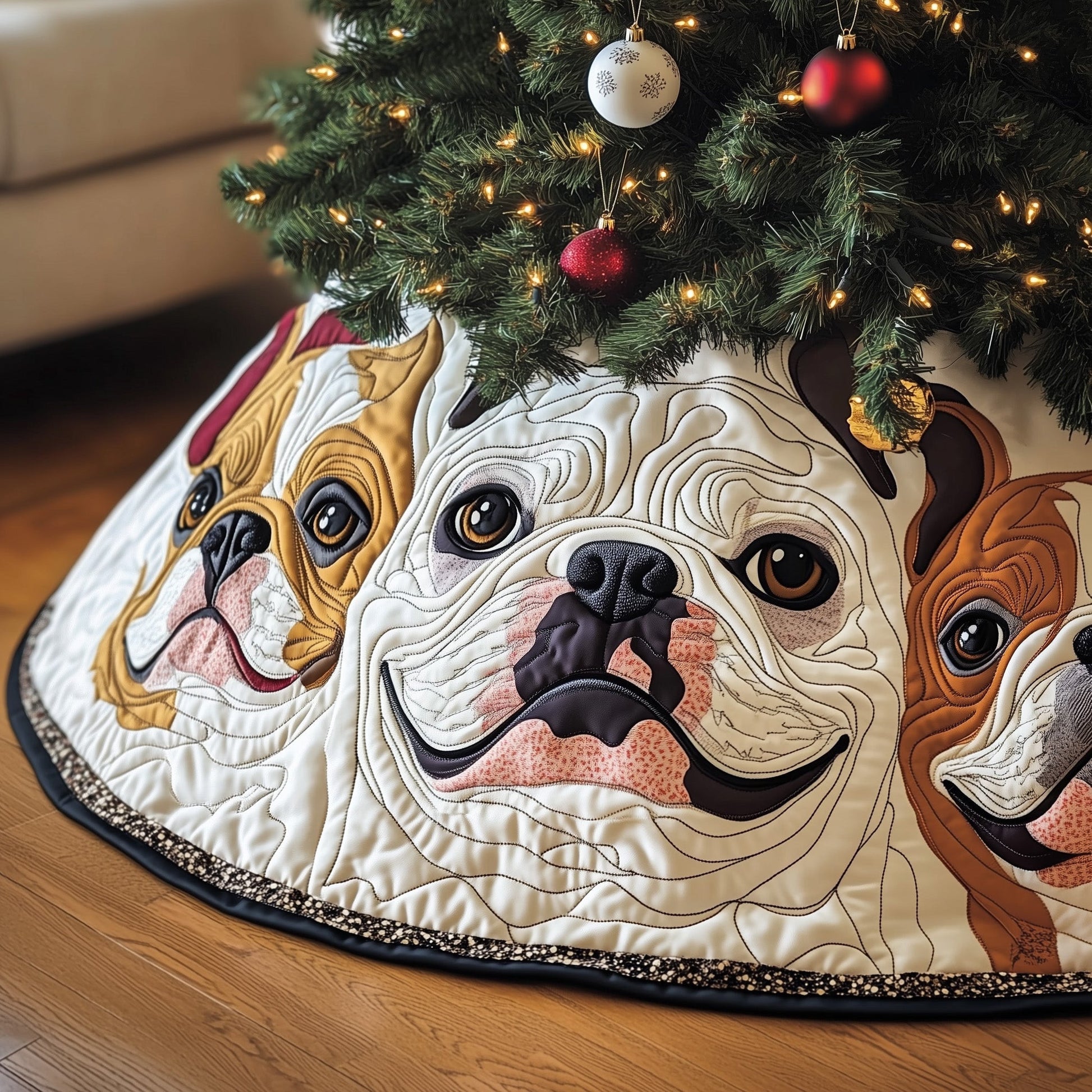 Bulldog Buddy Quilted Tree Skirt GFTOMA5178