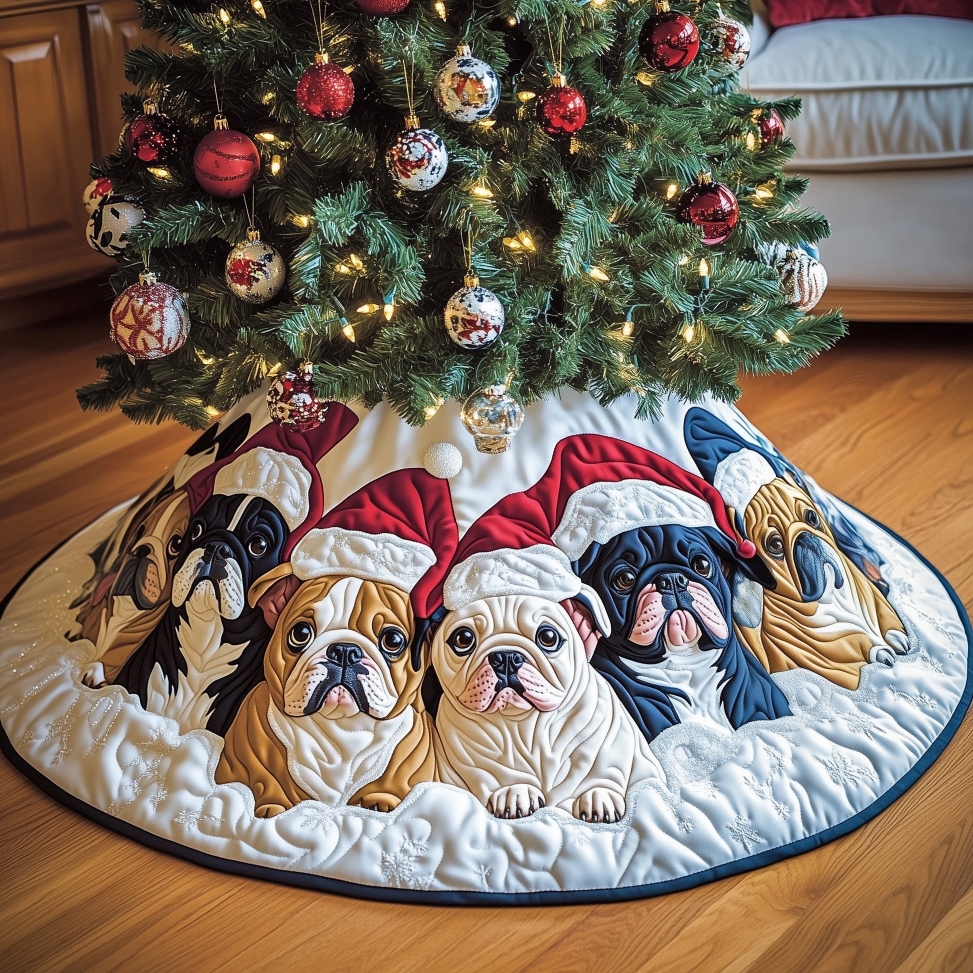 Bulldog Buddy Quilted Tree Skirt GFTOMA5182