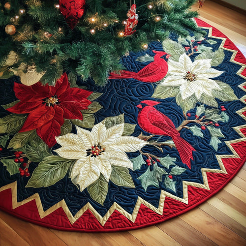 Cardinal Poinsettia Quilted Tree Skirt GFTOYC708