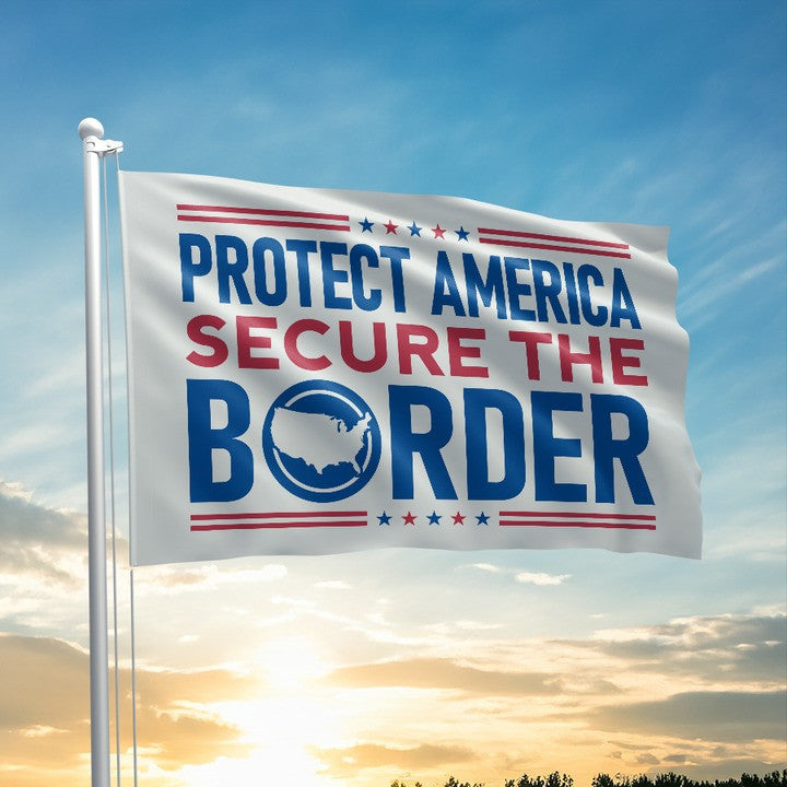 US Veteran Protect America Flag Secure The Border Outdoor Decor Patriotic Gifts
