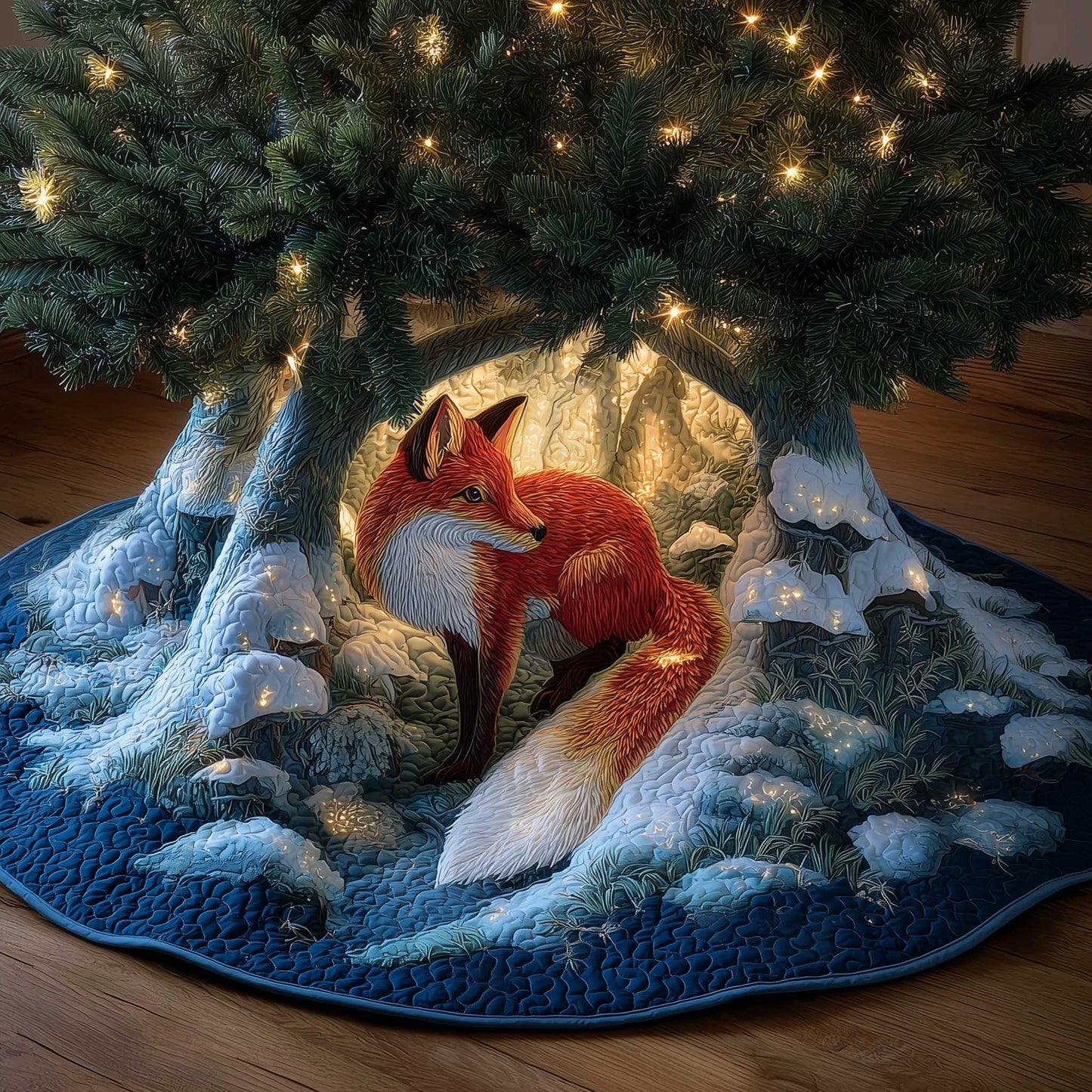 Fox Quilted Tree Skirt Holiday Living Decorations Fox Lovers Gifts For Him - Pvr