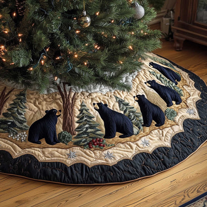 Woodland Wanderer Quilted Tree Skirt Holiday Living Decorations Cute Bear Gifts For Him Her - Pvr