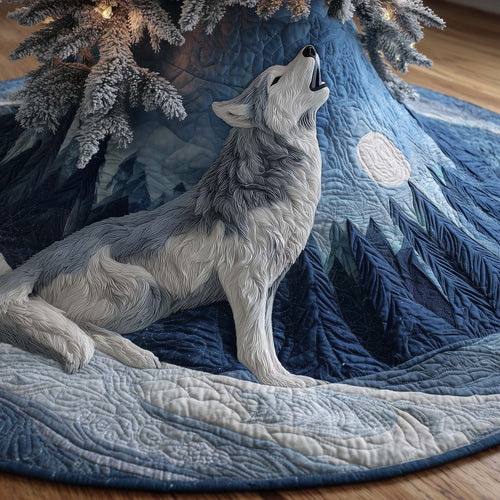 Snowy Wolf Quilted Tree Skirt Holiday Living Decorations Best Wolf Gifts For Dad - Pvr