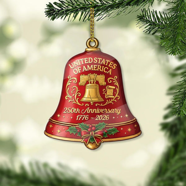Bell 250 Years USA Ornament United States 1776 2026 Anniversary Tree Decor Gifts For Family - Pvr