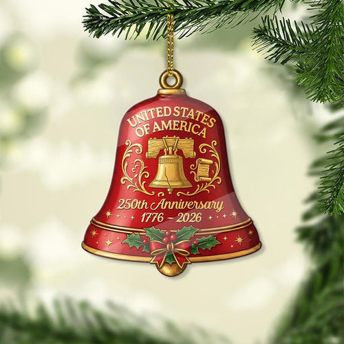 Bell 250 Years USA Ornament United States 1776 2026 Anniversary Tree Decor Gifts For Family - Pvr