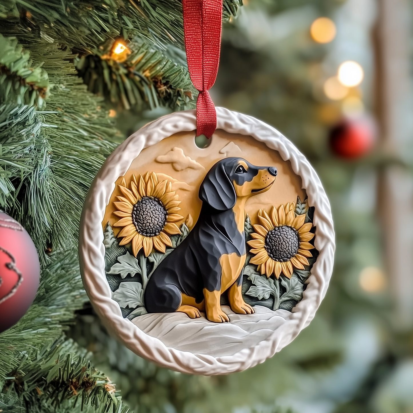 Dachshund Mica Ornament Charming Sausage Dog Christmas Ornament Lovely Holiday Gift For Friends