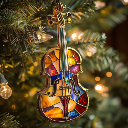 Colorful Violin Mica Ornament Handcrafted Music Lover Christmas Ornament Best Present For Violinist