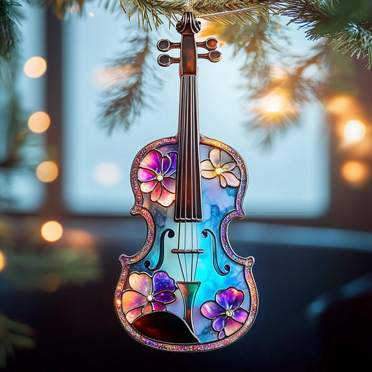 Elegant Violin Mica Ornament Handcrafted Music Lover Christmas Ornament Lovely Holiday Keepsake