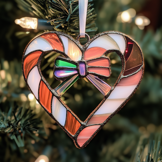 Love Symbol Rainbow Candy Canes Mica Ornament Cheerful Candy Christmas Ornament Beautiful Decoration