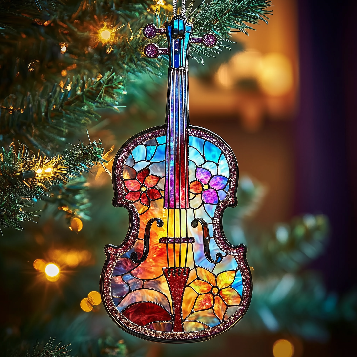 Elegant Violin Mica Ornament Artistic Violin Christmas Ornament Beautiful Present For Violinist