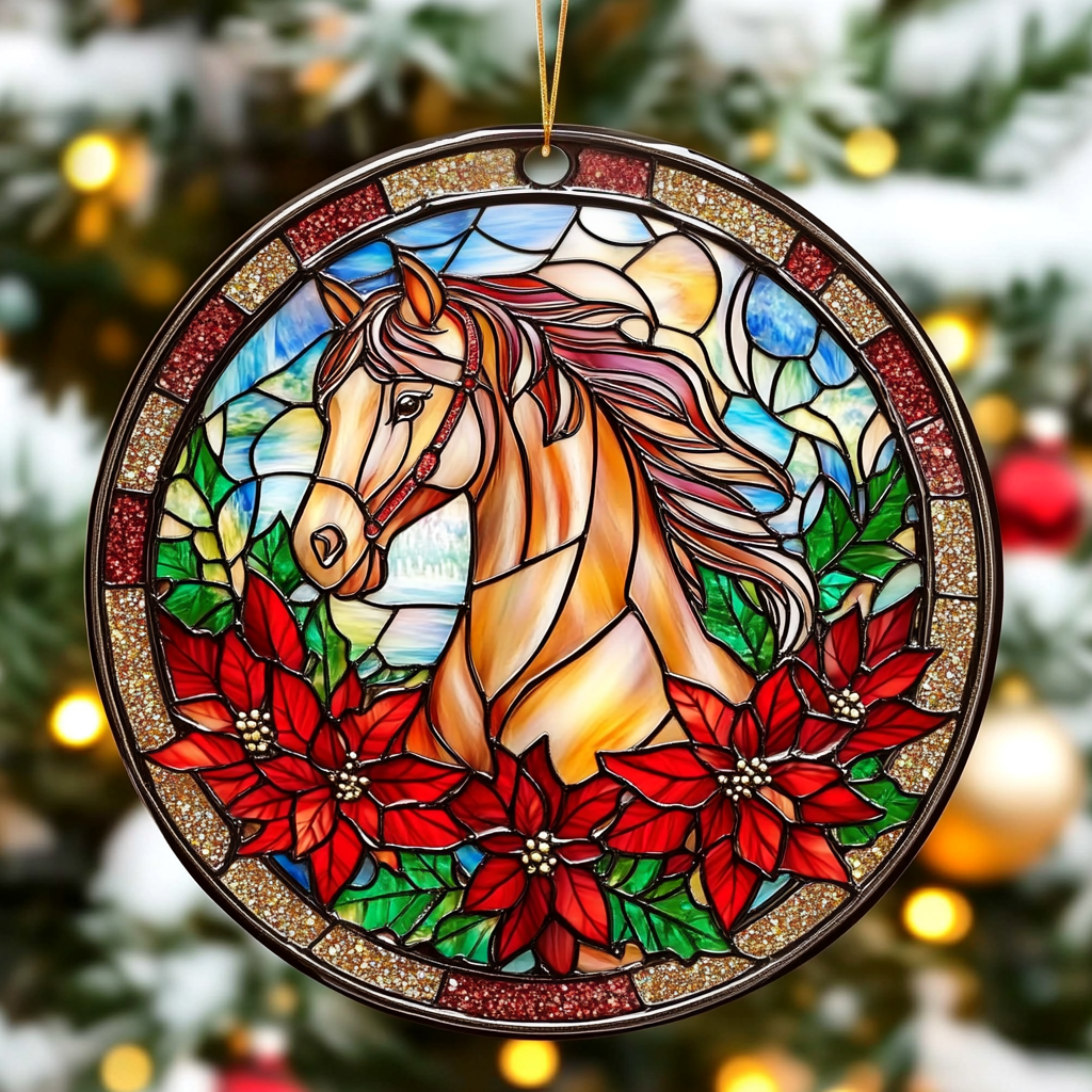 Festive Horse Mica Ornament Handcrafted Equestrian Christmas Ornament Christmas Gifts For Horse Trainers