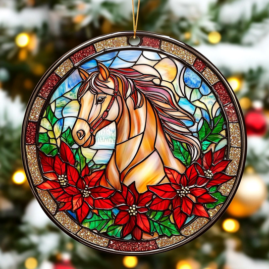 Festive Horse Mica Ornament Handcrafted Equestrian Christmas Ornament Christmas Gifts For Horse Trainers