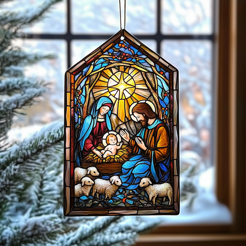 Nativity Mica Ornament Sacred Birth Scene Christmas Ornament Faithful Holiday Decoration Gift