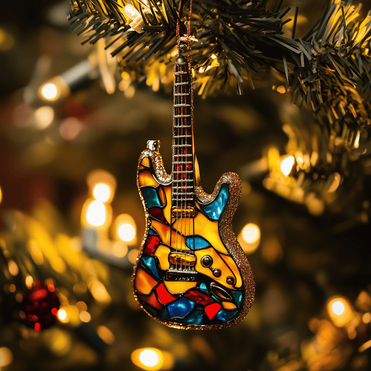 Glitter Guitar Mica Ornament Sparkling Guitar Design Christmas Ornament Perfect Musical Instrument Gift Idea