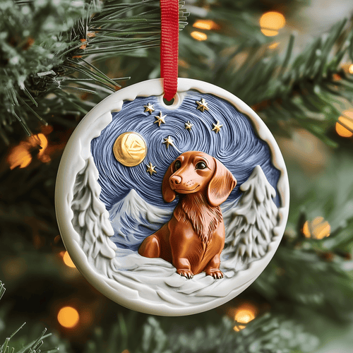Dachshund Mica Ornament Playful Dog Christmas Ornament Beautiful Dog Design For Family