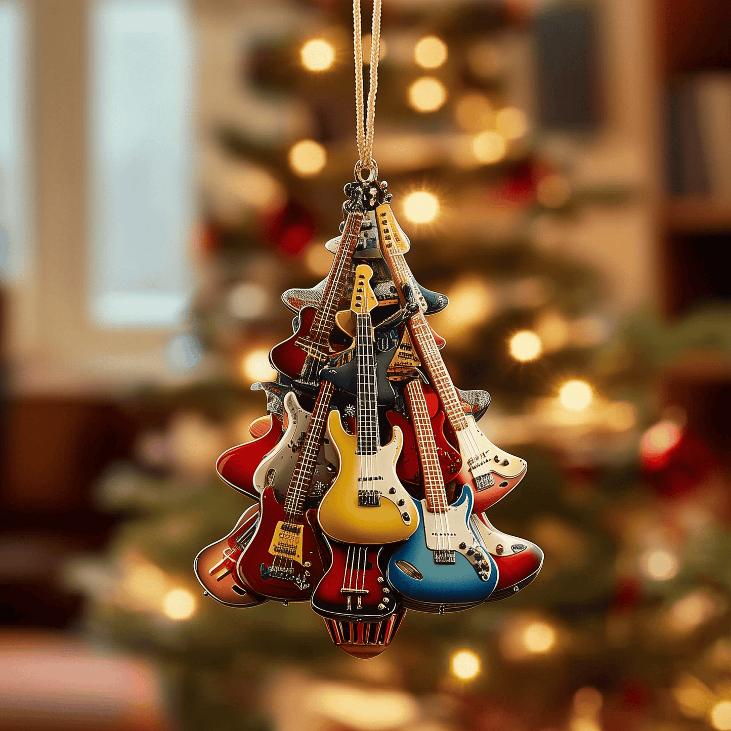 Electric Guitar Mica Ornament Stylish Music Christmas Ornament Thoughtful Holiday Gift For Friends