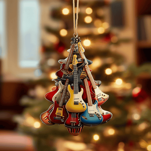Electric Guitar Mica Ornament Stylish Music Christmas Ornament Thoughtful Holiday Gift For Friends