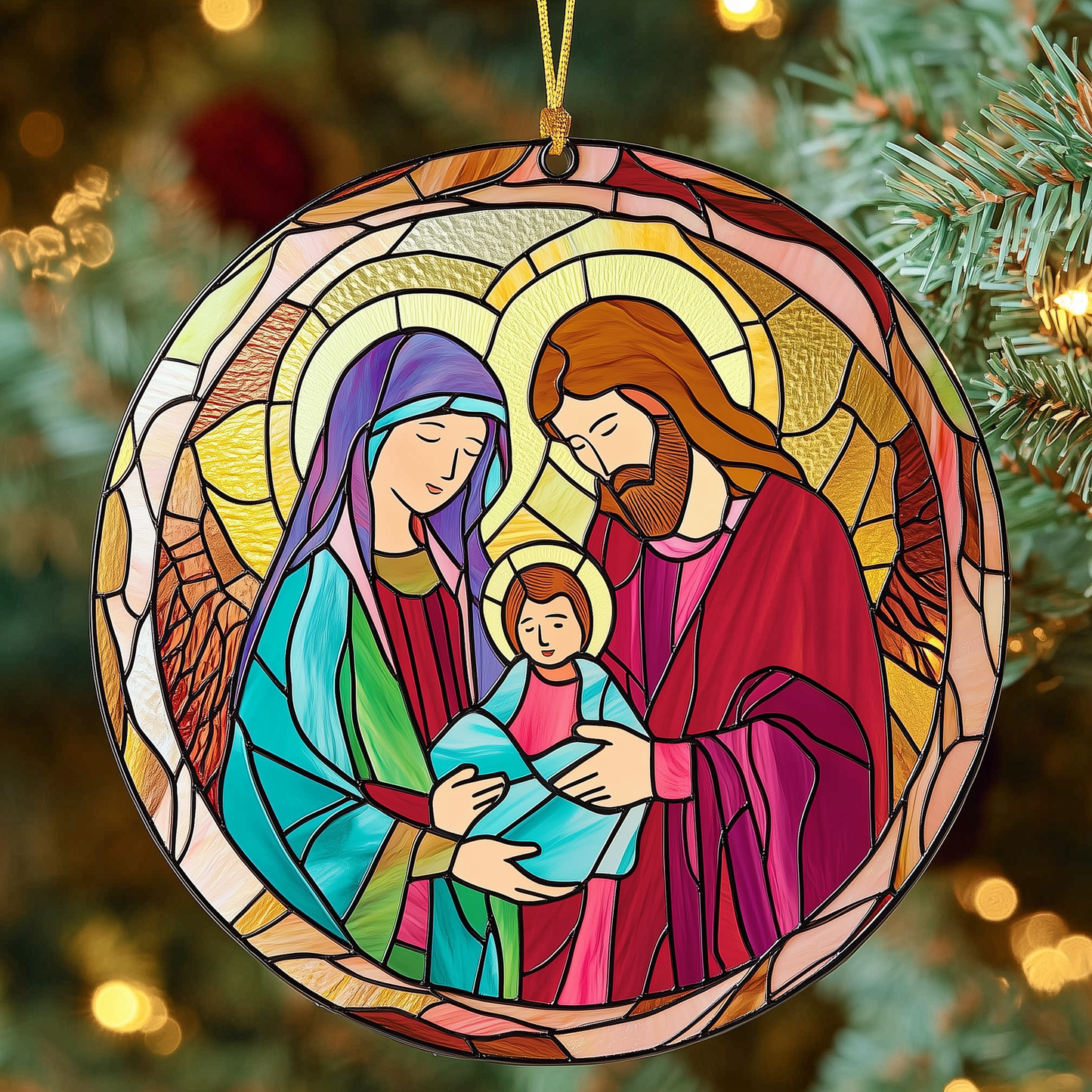Nativity Mica Ornament Handcrafted Holy Family Christmas Ornament Perfect Holiday Home Decoration