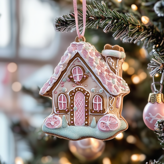 Pastel Sweet House Mica Ornament Gingerbread Design Christmas Ornament Ginger House Christmas Gifts