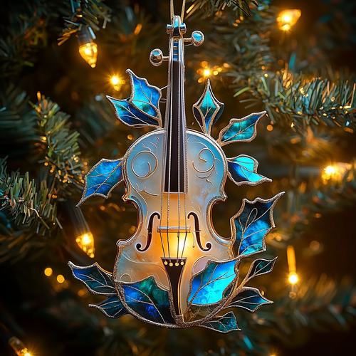 Elegant Violin Mica Ornament Creative Violin Design Christmas Ornament Festive Holiday Home Gift For Musicians
