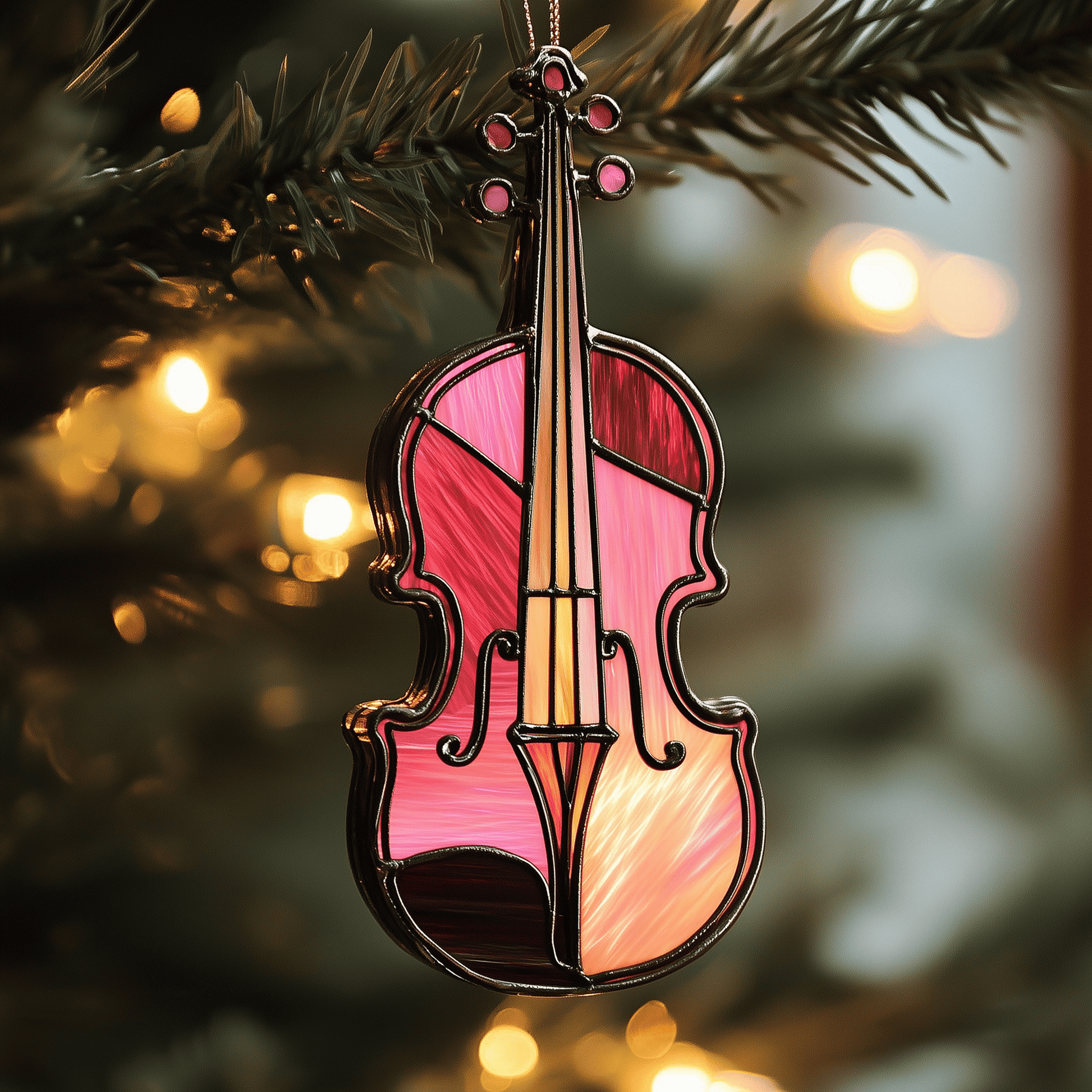 Colorful Violin Mica Ornament Musical Theme Christmas Ornament Perfect Gift For Family And Friends