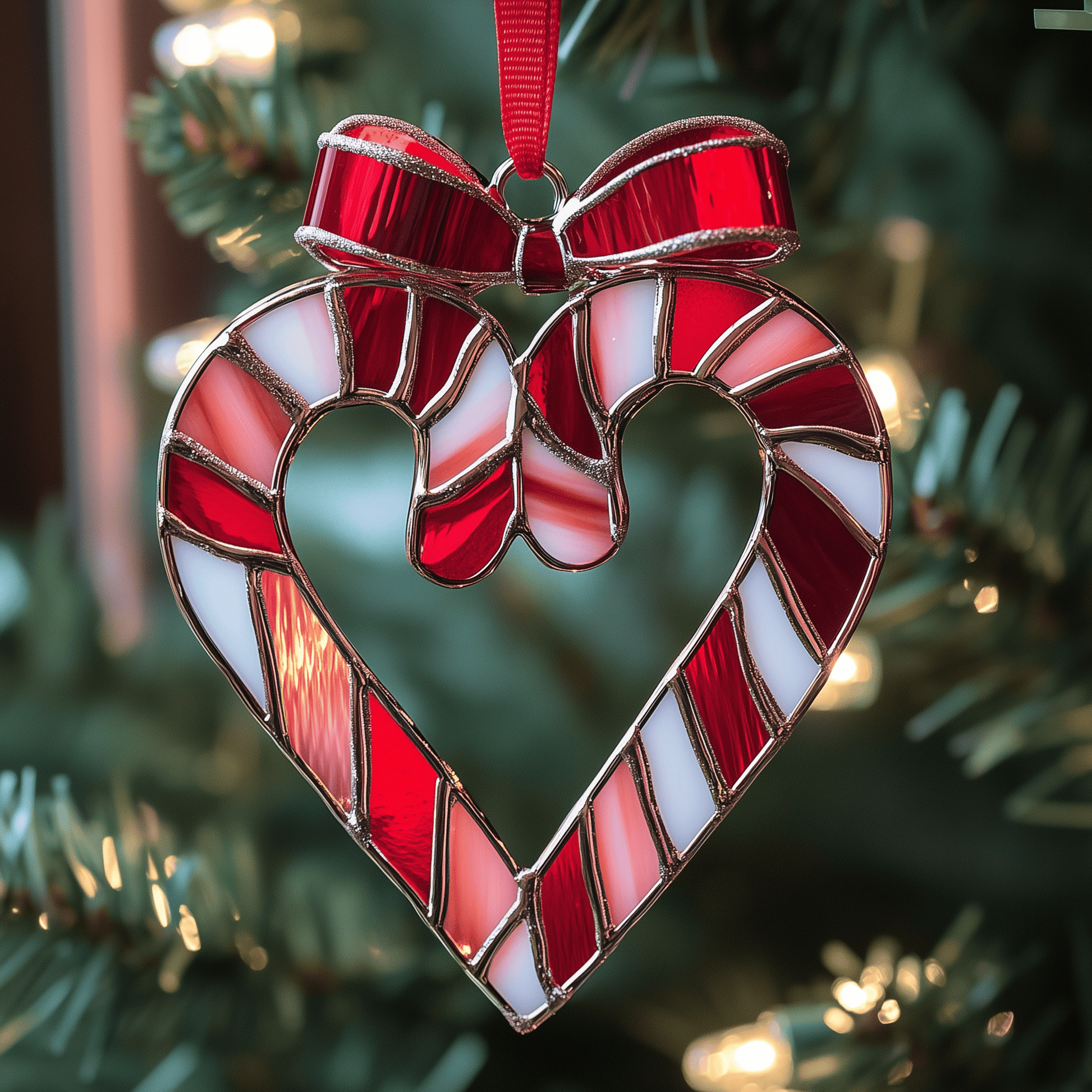 Love Symbol Candy Canes Mica Ornament Sweet Christmas Ornament Lovely Holiday Gift For Family