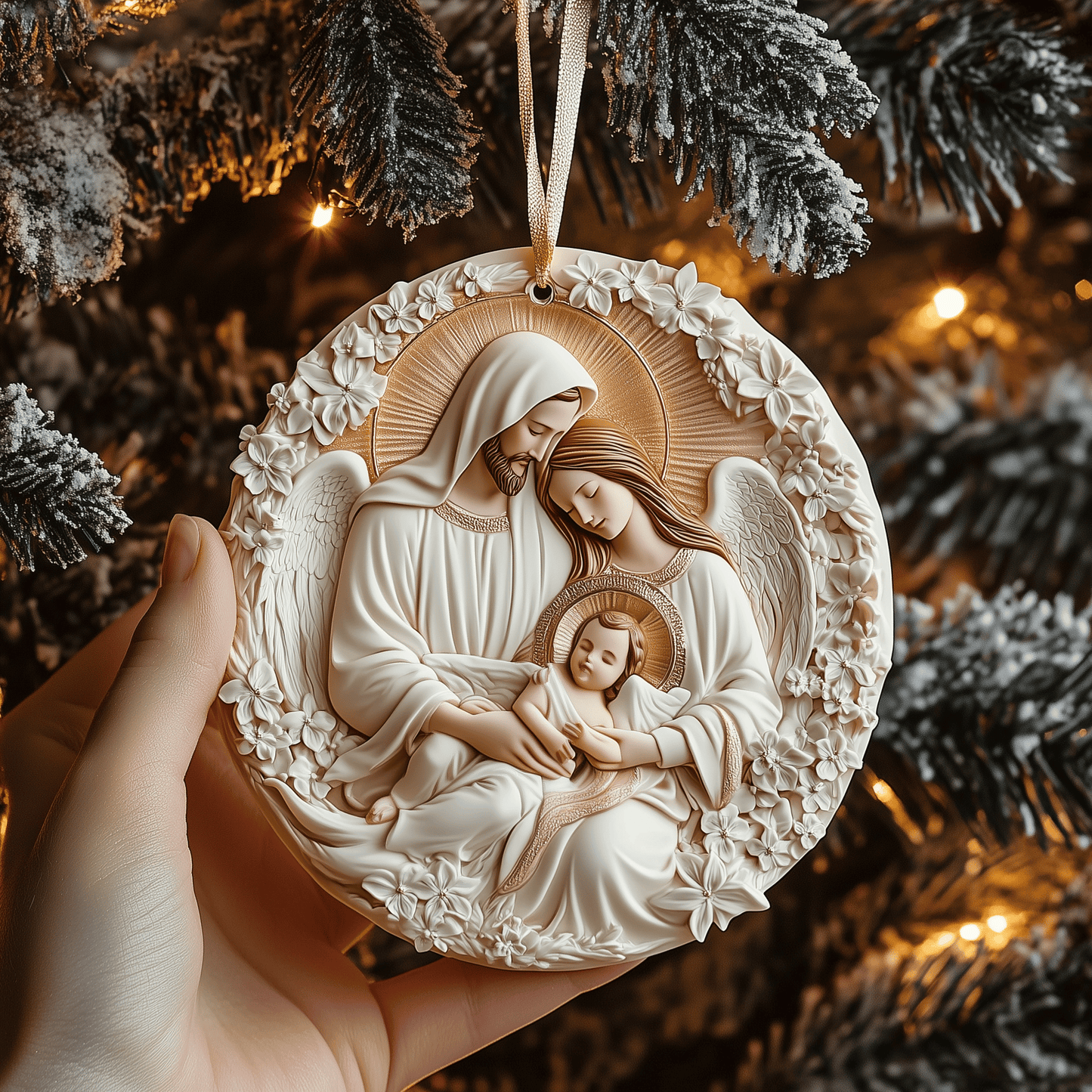 Nativity Scene Mica Ornament Holy Family Scene Christmas Ornament Religious Holiday Gift Idea