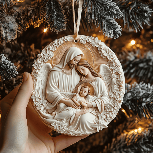 Nativity Scene Mica Ornament Holy Family Scene Christmas Ornament Religious Holiday Gift Idea