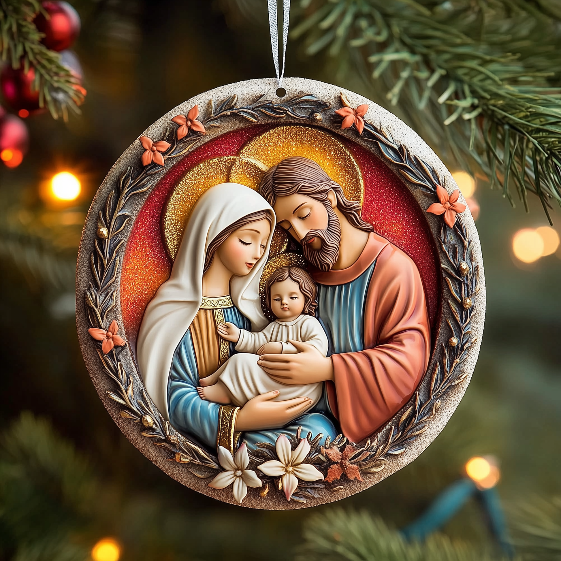 Nativity Mica Ornament Blessed Religious Christmas Ornament Holy Decoration Lovely Holiday Gift