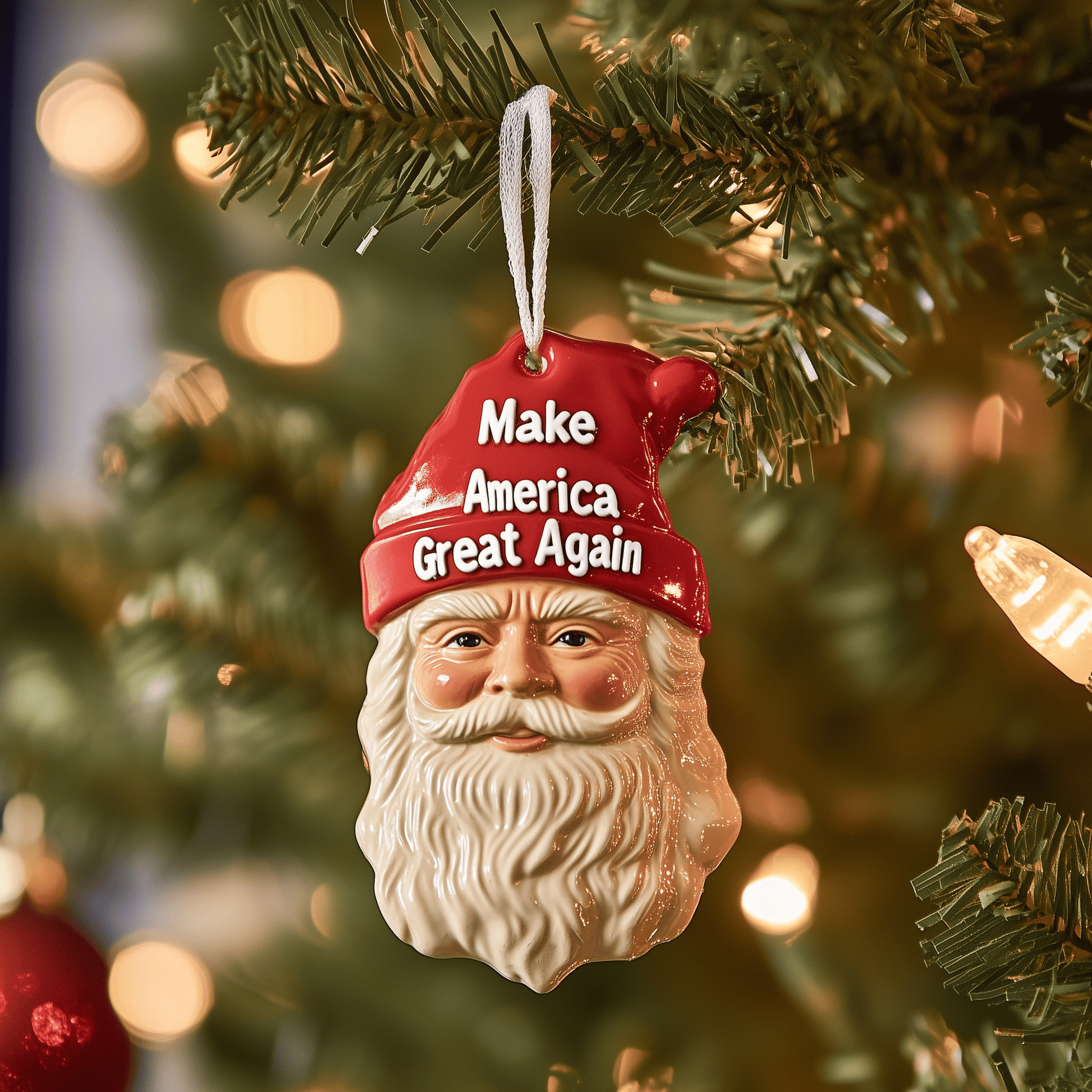 Santa Make America Great Again Mica Ornament Humorous Santa Design Christmas Ornament Unique Gift