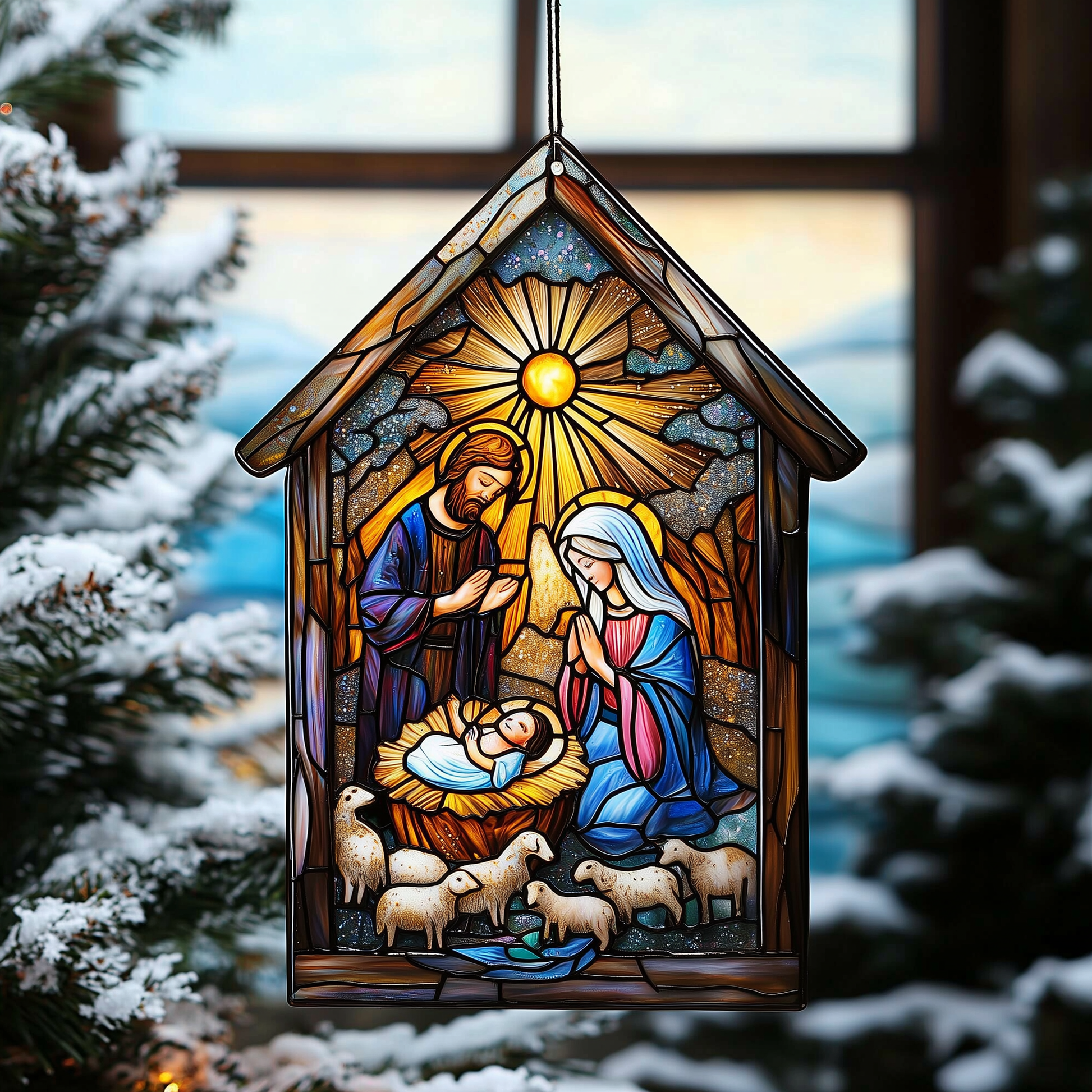 Nativity Mica Ornament Divine Religious Christmas Ornament Lovely Holiday Gift For Family