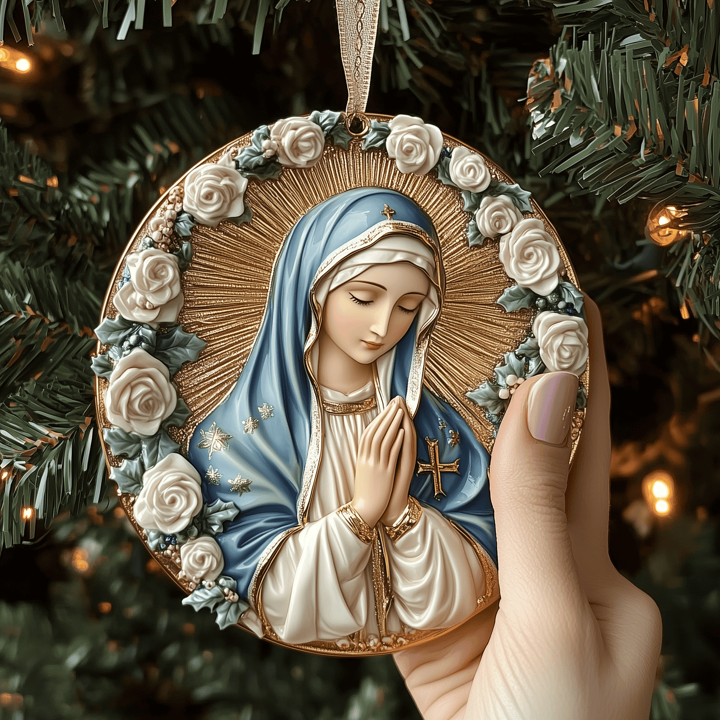 Mother Mary Mica Ornament Holy Virgin Mary Christmas Ornament Beautiful Holiday Decoration Gift