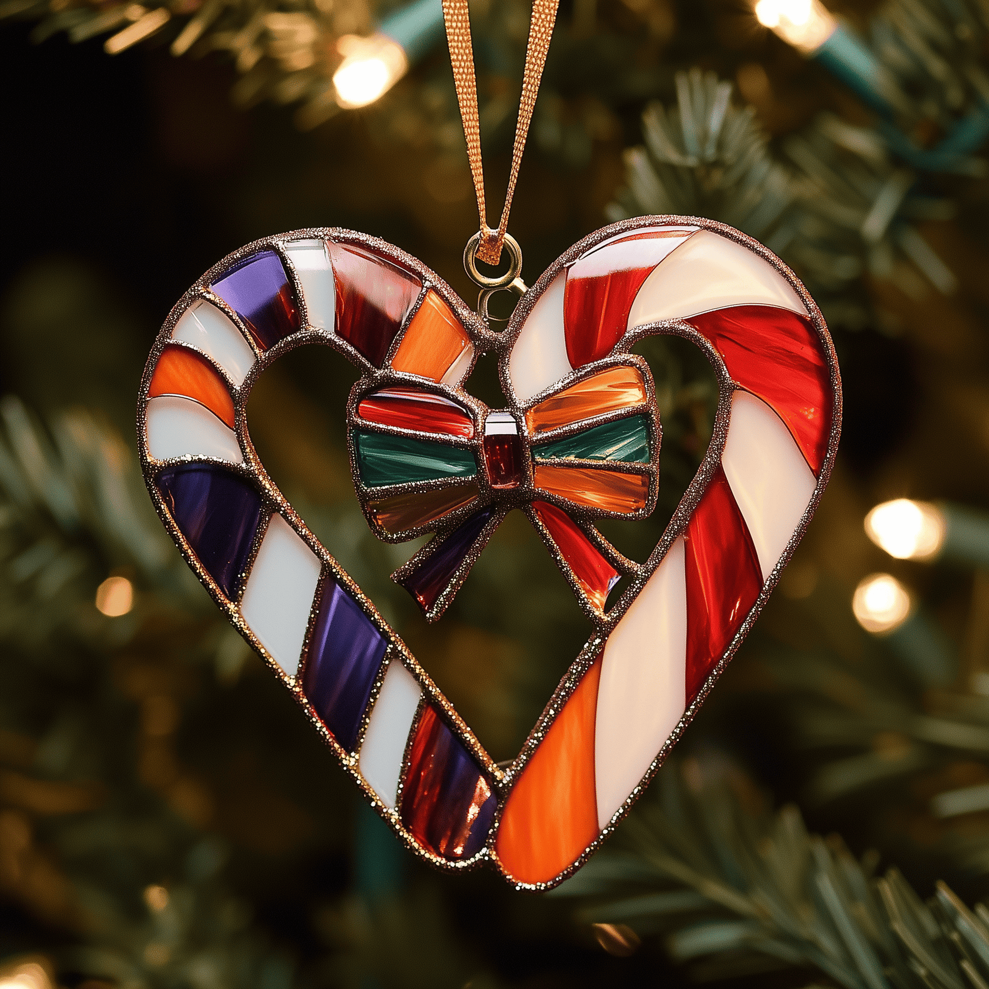 Love Symbol Rainbow Candy Canes Mica Ornament Bright Rainbow Candy Ornament Perfect Holiday Gift Idea